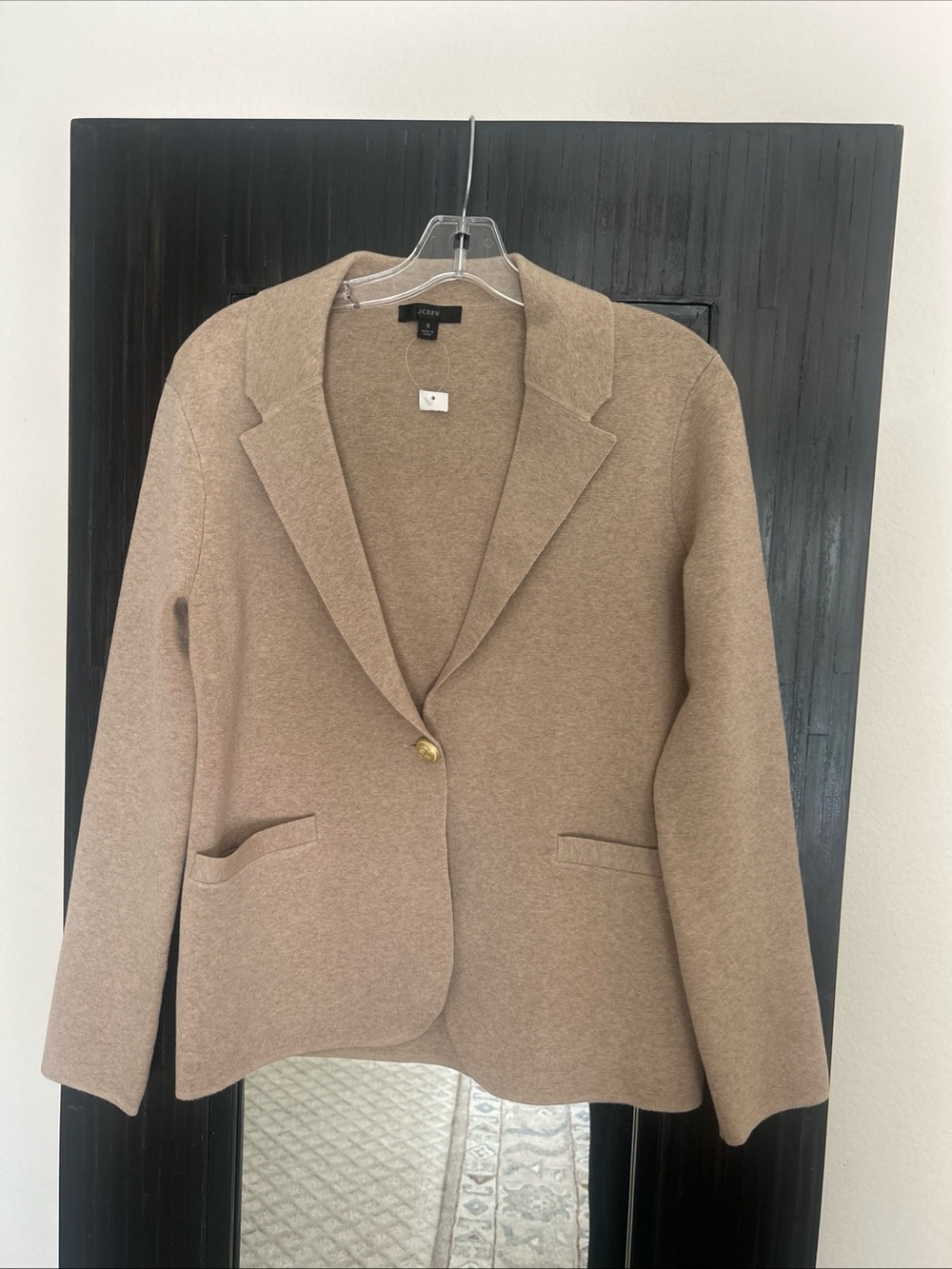 J. Crew Tan Single-Button Wool-Blend Sweater Knit Blazer